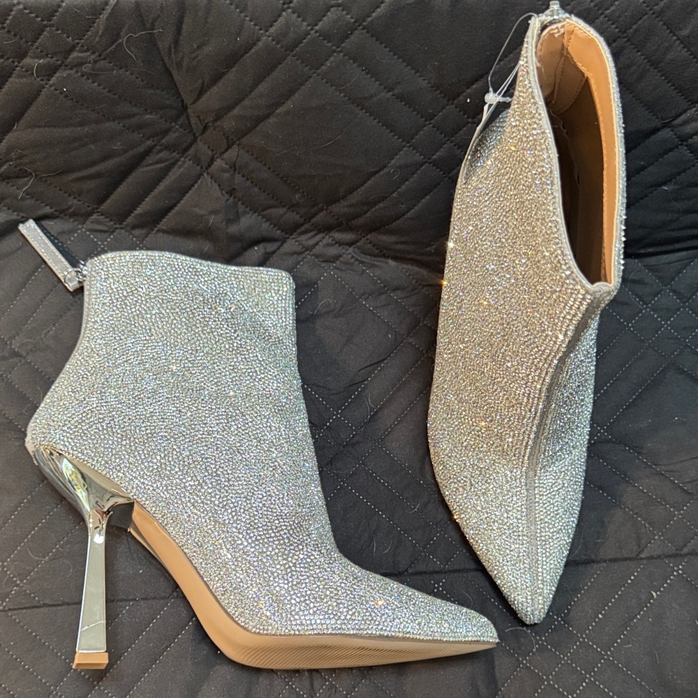 Steve Madden Sparkling Silver Heeled Boots